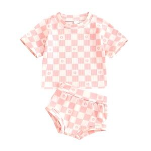 Pink Baby Girl Check 2-Piece Set Size 12-18M NWOT